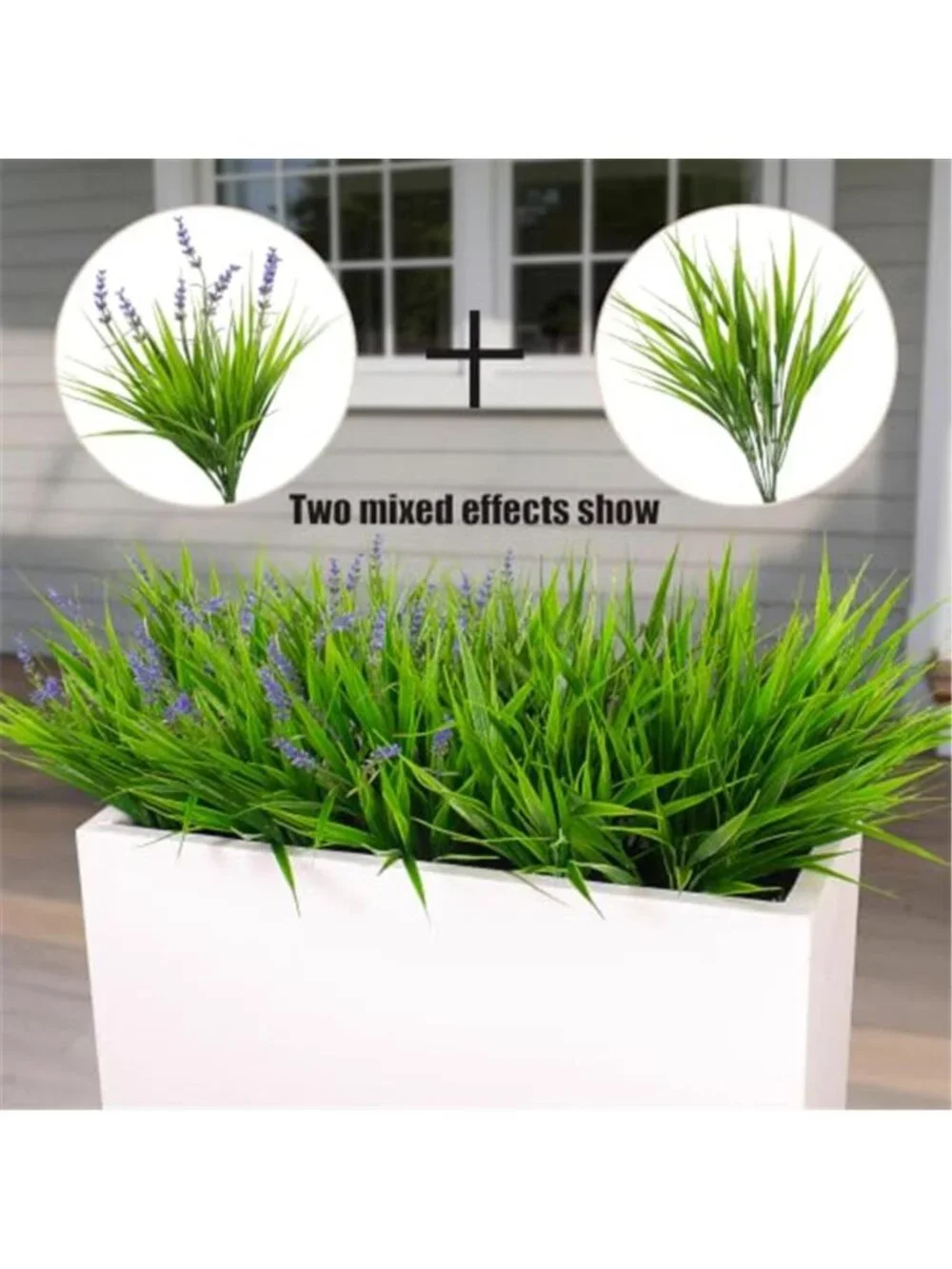 Artificial Plants Outdoor Fake Monkey Grass with Flowers for Pot UV Resistant